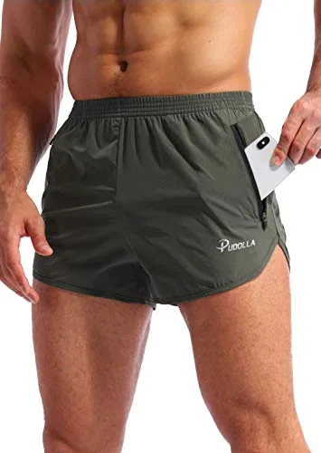 Men's 3-Inch Running Shorts, Black Green