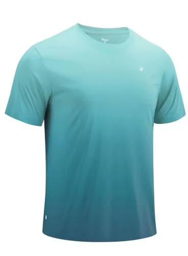 Men's Short-Sleeve Rash Guard II, Gradient Blue Fish