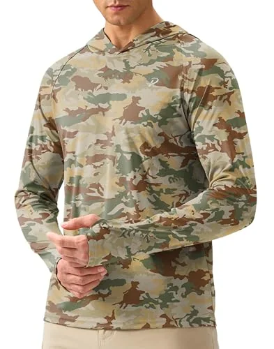 Men's Sun Hoodie, Brown Camo