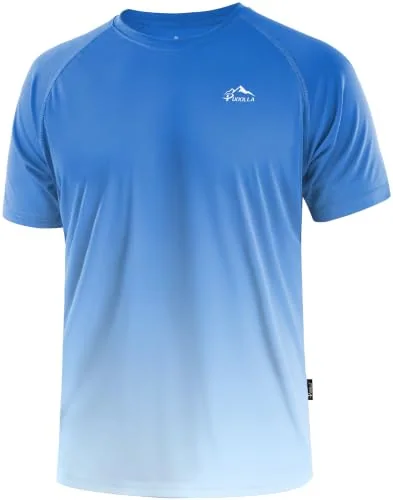 Men's Short-Sleeve Rash Guard, Gradient Blue White