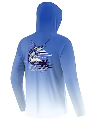 Men's Sun Hoodie III, Gradient Blue/fish