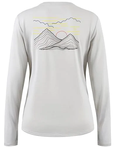 Women's Long-Sleeve Rash Guard, Multiple Lines Mountain A