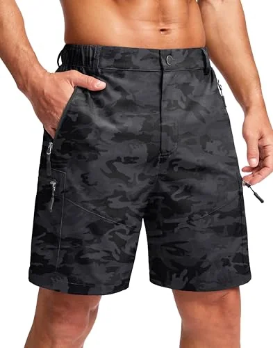 Men's 7-Inch Cargo Shorts, Black Camo