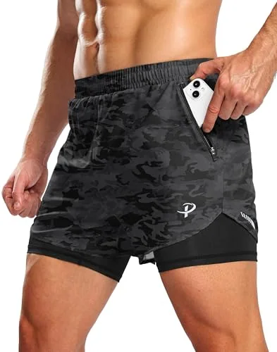 Men's 5-Inch 2-in-1 Running Shorts III, Black Camo