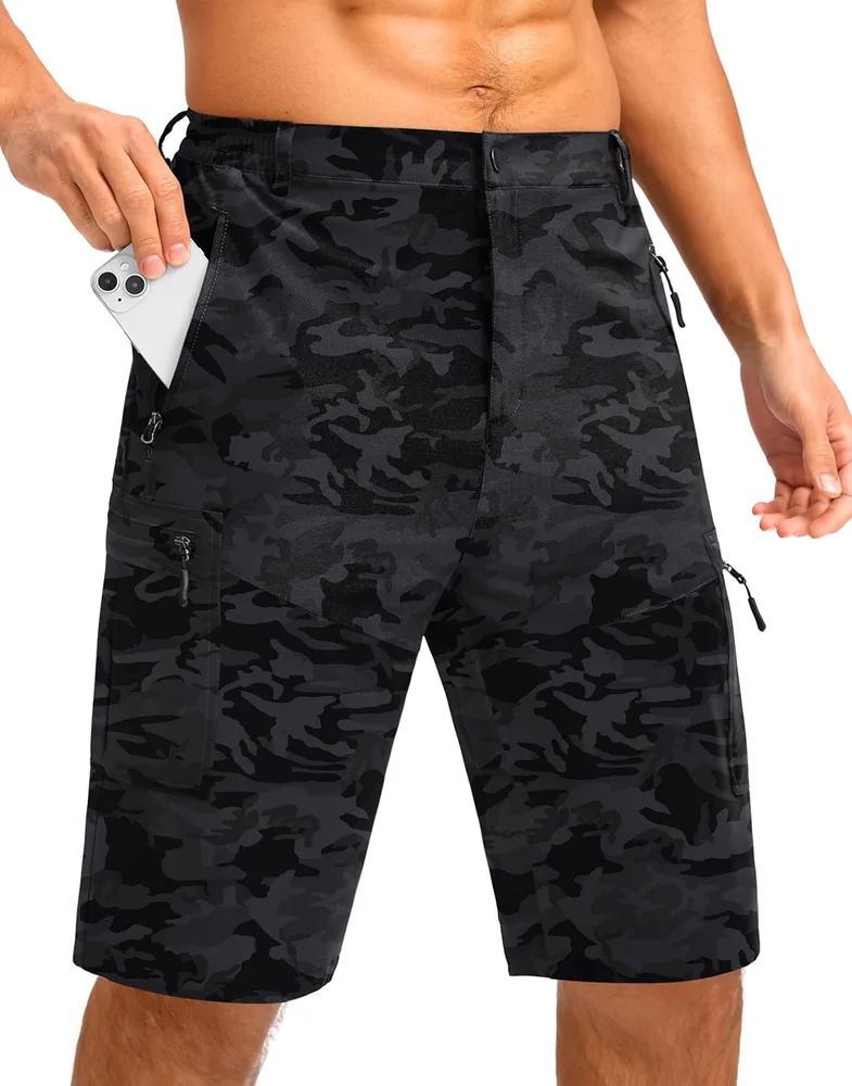 Men's 11-Inch Cargo Shorts, Black Camo