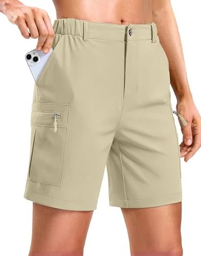 Women's 7-Inch Cargo Shorts, Light Khaki Green