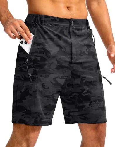 Men's 9-Inch Cargo Shorts, Black Camo