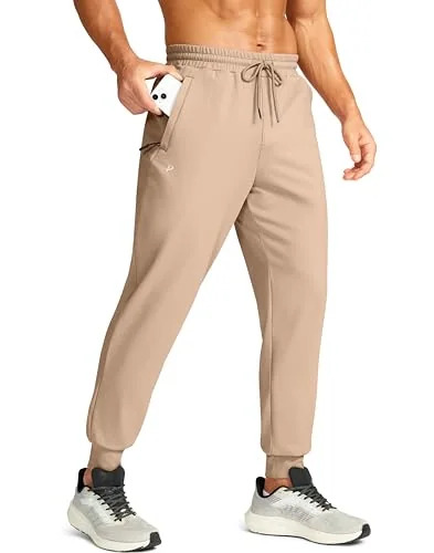 Men's Fleece-Lined Joggers, Light Khaki