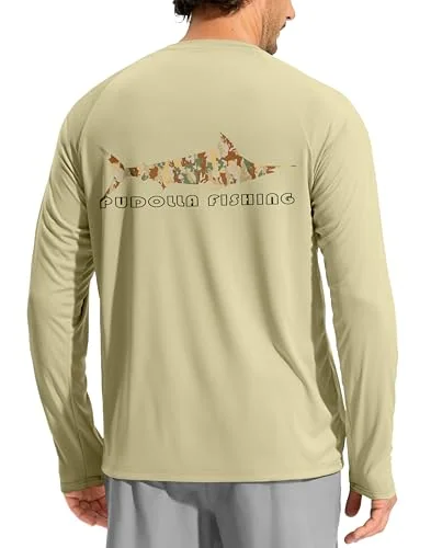 Men's Long-Sleeve Sun Shirt, Khaki/camo Fish