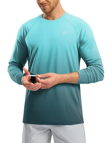 Men's Long-Sleeve Sun Shirt III, Gradient Green Grey