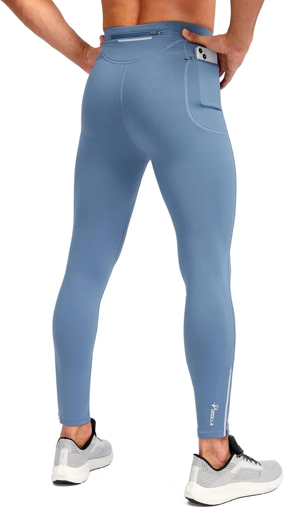 Men's Running Tights, Slate Blue