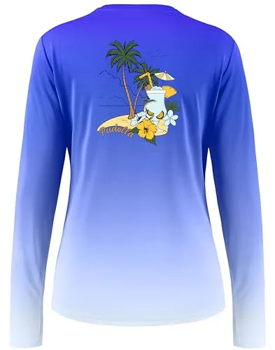 Women's Long-Sleeve Rash Guard, Beach Coconut Trees