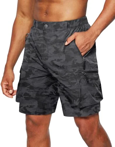 Men's Cargo Shorts, Grey Camo