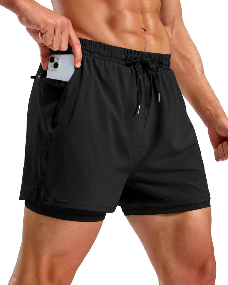 Men's 5-Inch 2-in-1 Running Shorts II, Black