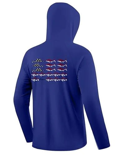 Men's Sun Hoodie III, Blue/red Fish